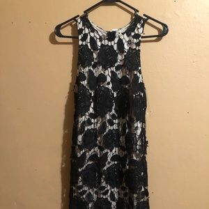 Black floral pattern lace dress